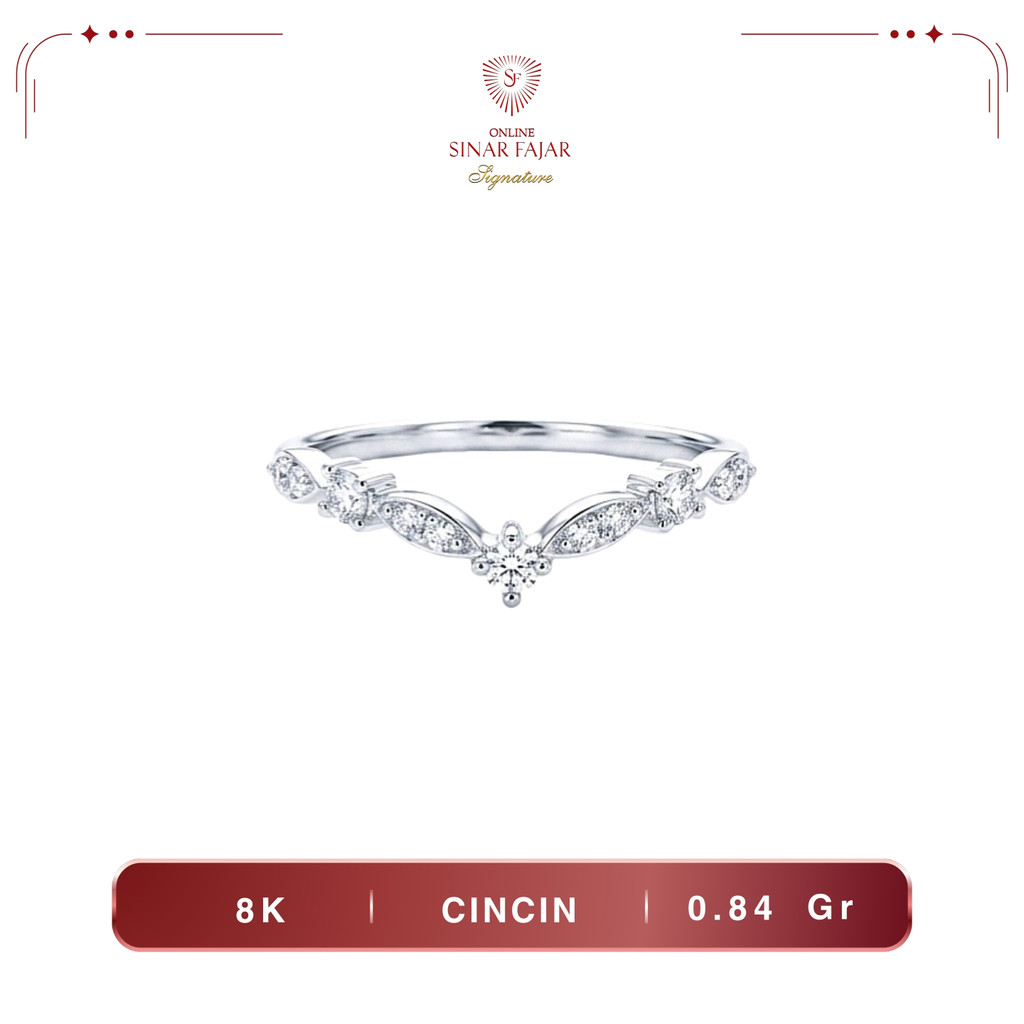 Cincin Emas V Berlian Chevron 8K Terkini - Sinar Fajar
