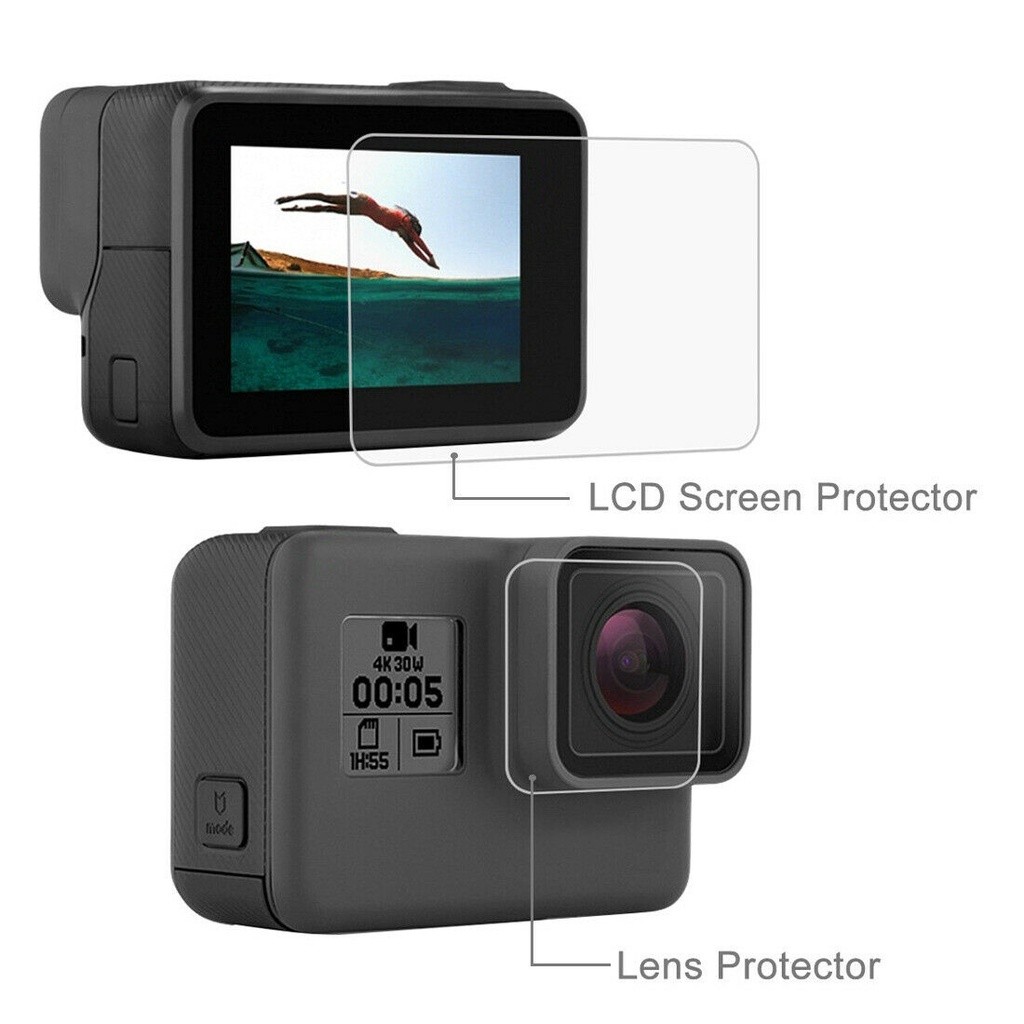 Pelindung Layar Kaca Tempered Penutup Lensa Untuk Kamera GoPro Hero 7 6 5 Black