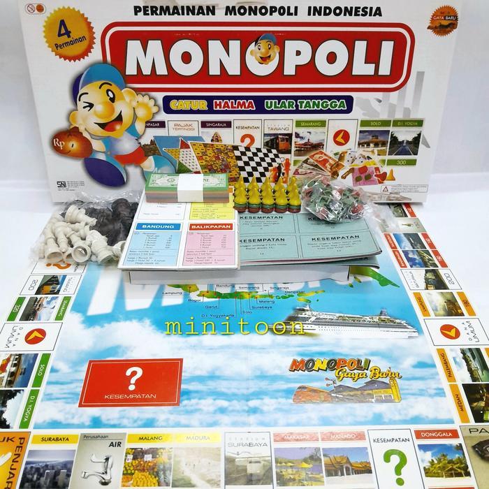MONOPOLY JUMBO INDONESIA 44cm Mainan Monopoli Indonesia 4 in 1 Board Games