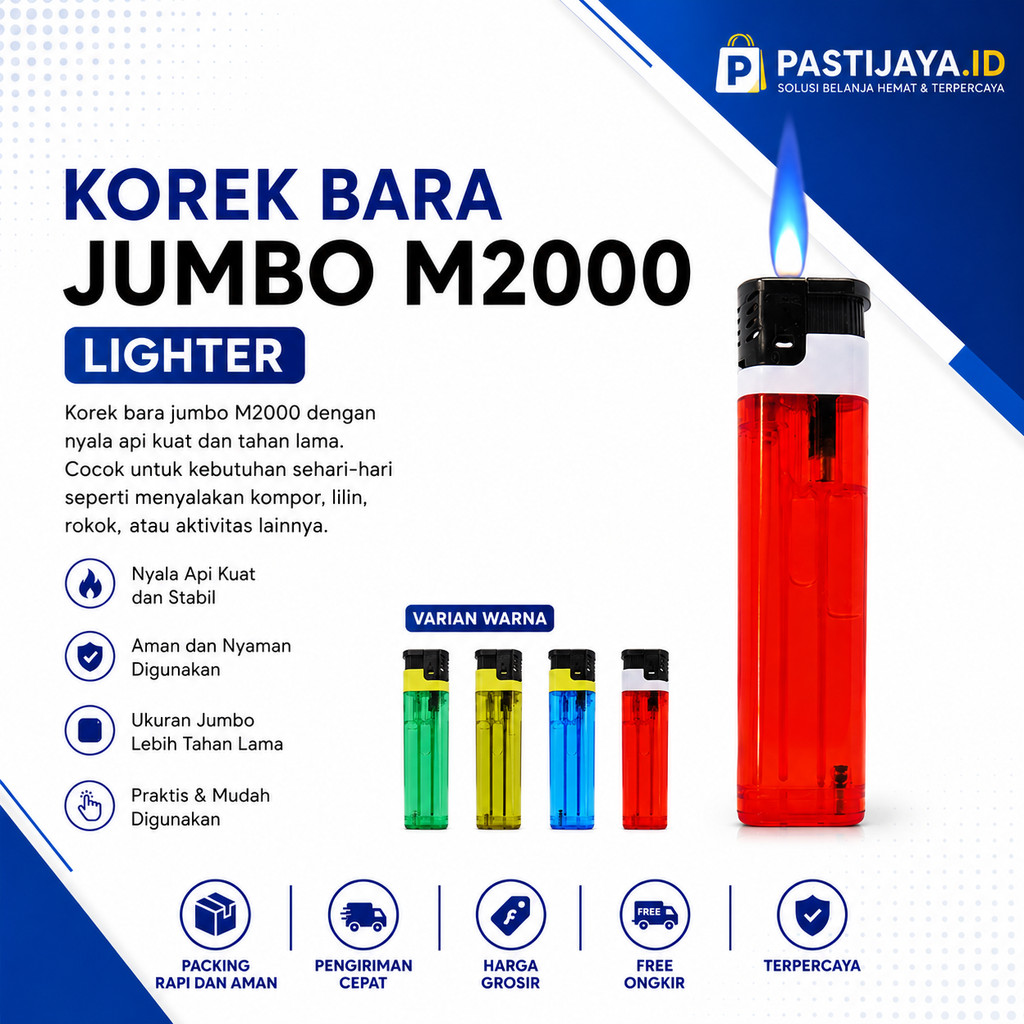 Korek Gas Jumbo M2000 Original Korek Bara Refill Api Besar Kualitas Premium | PASTIJAYA.ID