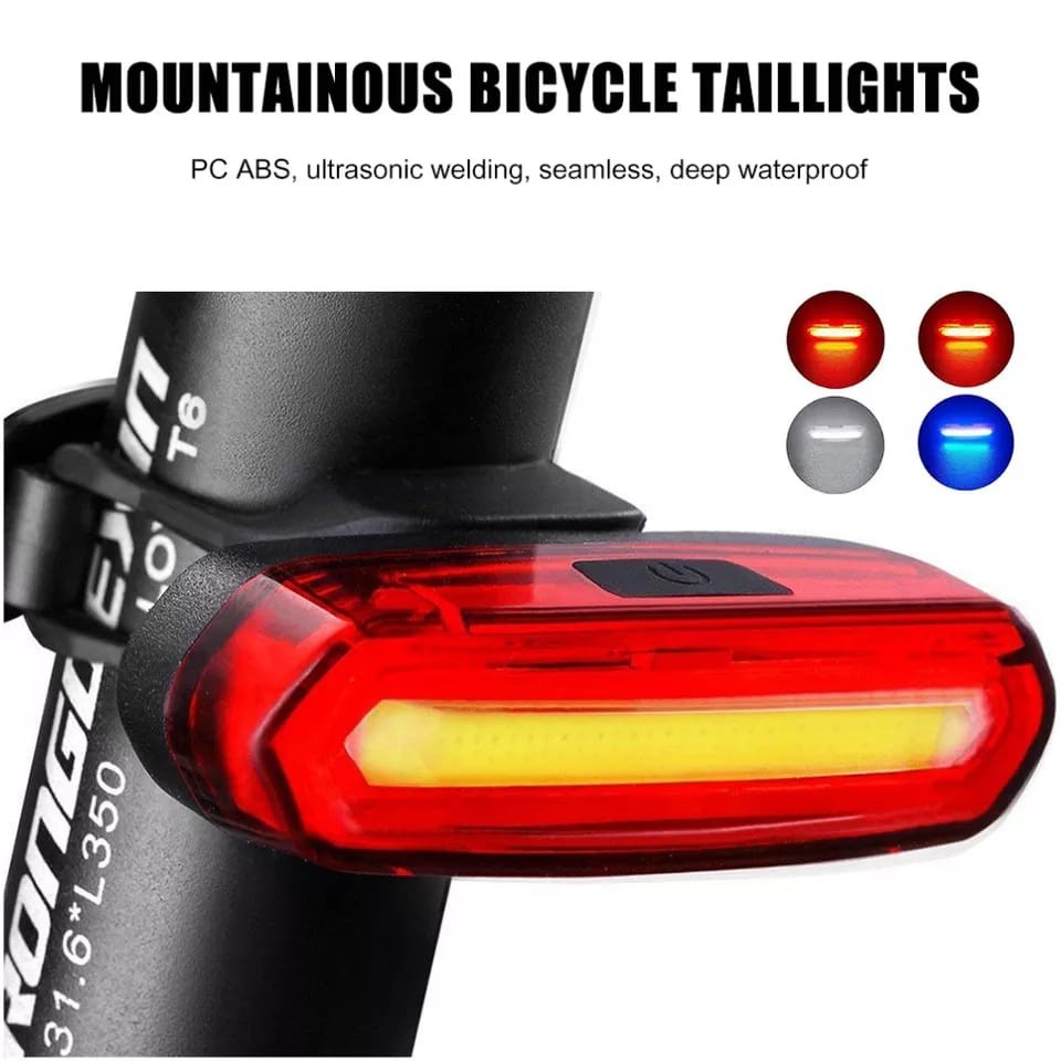 Foto Lampu Belakang Sepeda Tail light LED 120 Lumen USB Rechargeable Bisa Di Cas Charger Nyala Terang