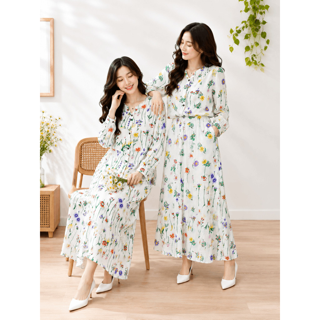 Tokolobo 9.9 Super Shopping Day SETELAN DEWASA LEONA | Setelan Rok Wanita FLORAL Baju Set Muslim Leb