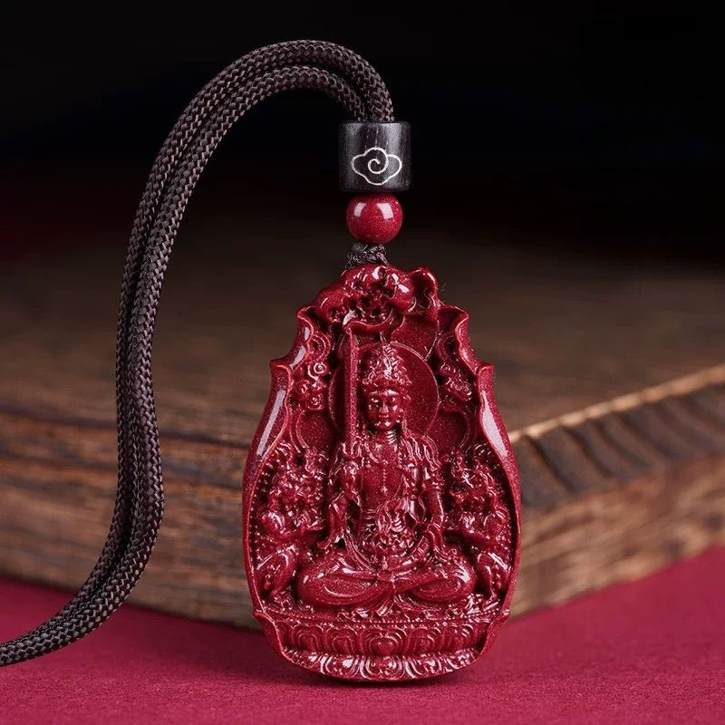 Twelve Zodiac Buddha Pendant, Cinnabar Zodiac Buddha Necklace