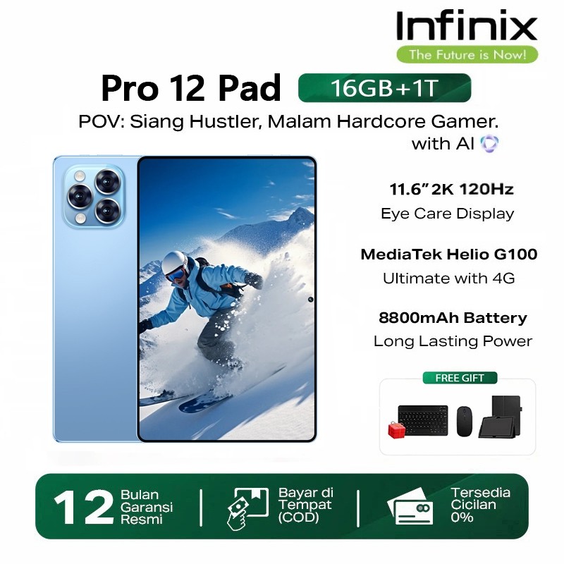 INFINlX Asli Baru Pad 12 Pro Tablet Android 11.6 inci HD 5G 120Hz Tablet PC promo trade in tab 16GB/