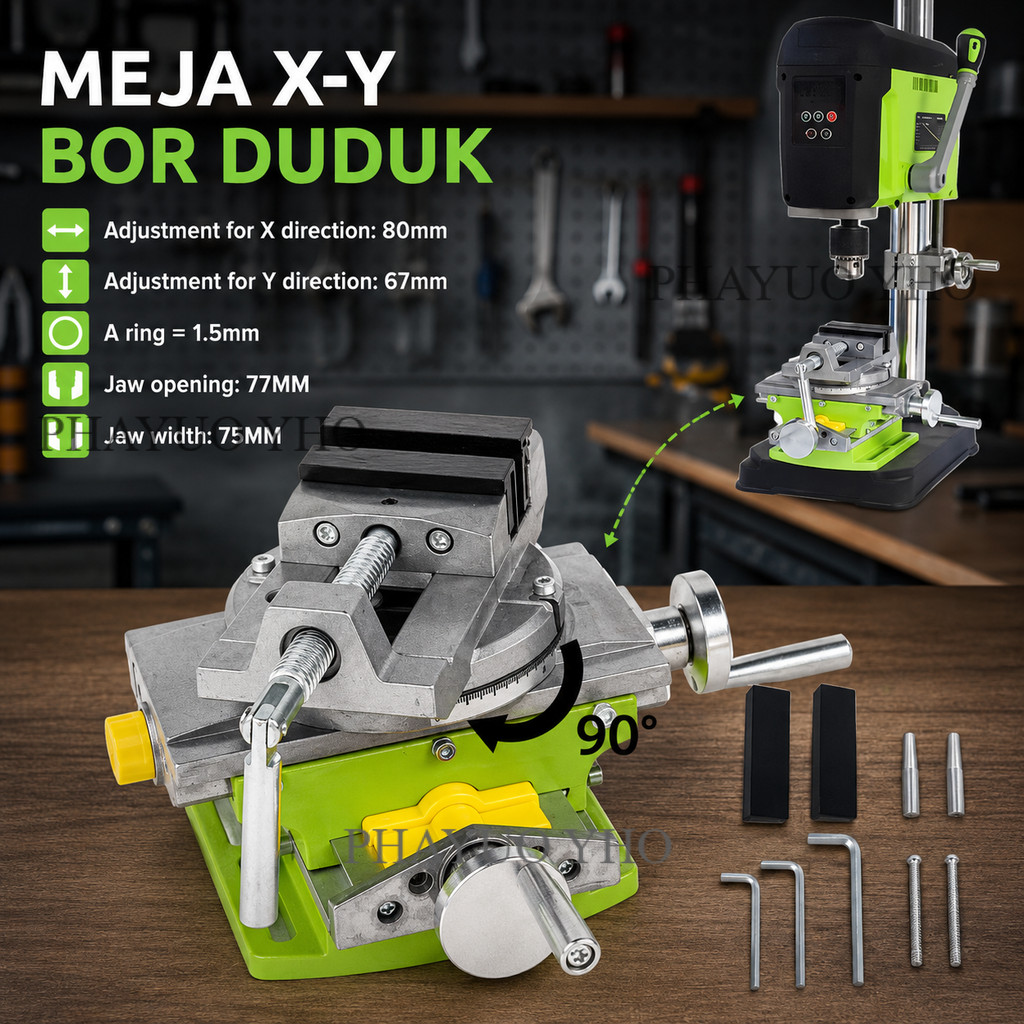 Catok Cross Ragum Slide Table 3 Inci Bench WoodWorking Clamp Vise Fixture Adjustable Mini Drill Mill