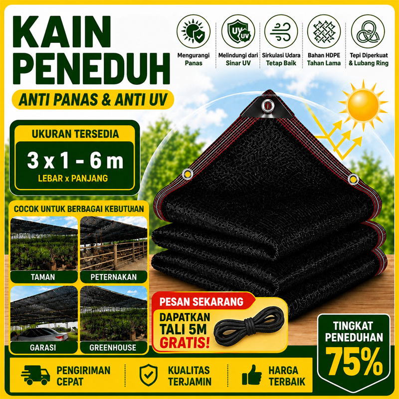 Paranet 75% Jahit Mata Ayam | Paranet Jahit Lis Pinggir | Anti-UV Shade Net