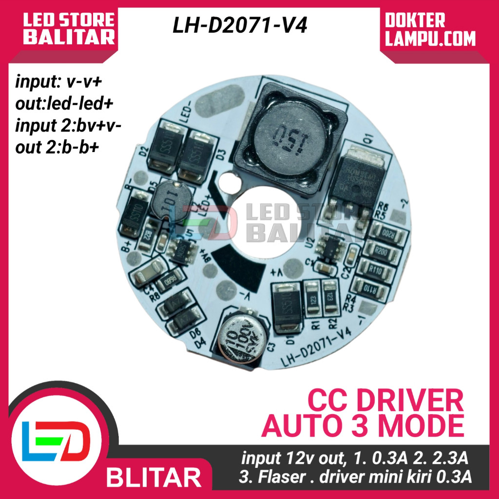 CC DRIVER PLUS STOBO 3 MODE INPUT 12V 2 DRIVER DALAM 1 PCB UNTUK PENGGANTIAN DRIVER LED MOTOR YANG R