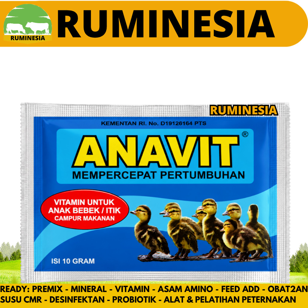 ANAVIT 10 GRAM EKA FARMA - Vitamin Anak Bebek Itik Mempercepat Pertumbuhan - Vitamin DOD Anak Bebek