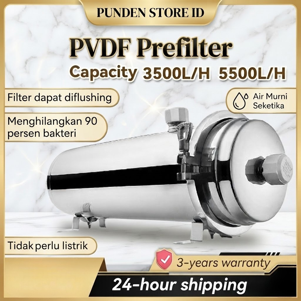 Filter Air Ultrafiltrasi PVDF 0.01 Mikron Prefilter Air Sumur PDAM Toren 2000 LPH Membran Cuci Ulang