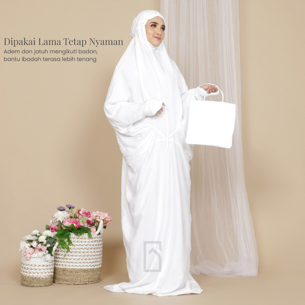 Terbaru Mukena Terusan Putih Polos Dewasa Original Bonus Tas Bisa COD Mukena Bali Mukena Rayon Muken