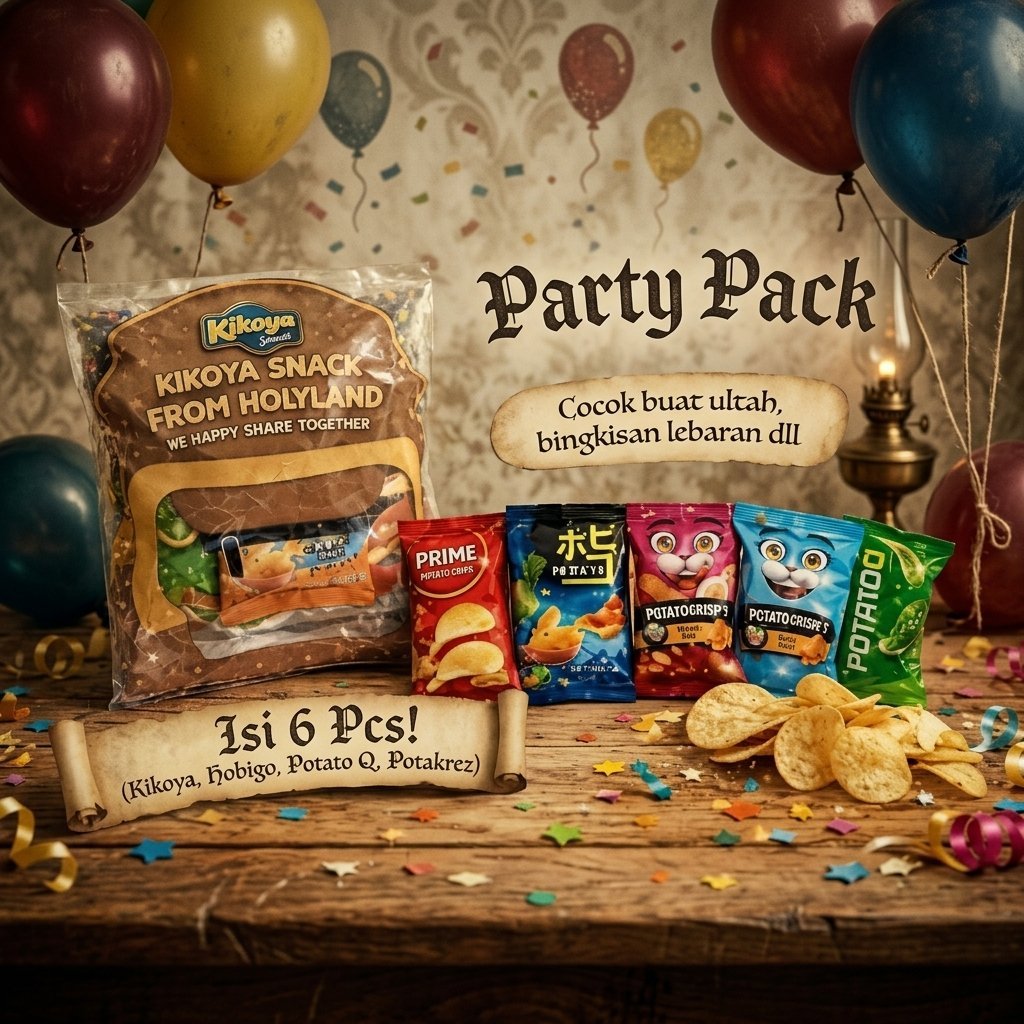 KIKOYA Partypack Potato snack isi 6pcs snack ulang tahun Holyland Hampers Lebaran Hadiah gift