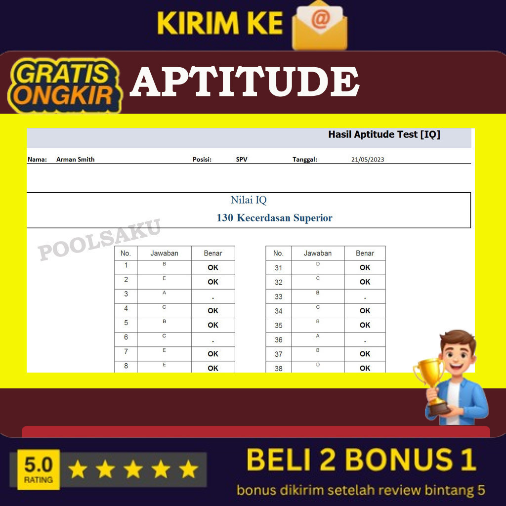 Softwore Aptitude Test / Alot Tes Aptitude / Tes IQ Inteligensi Aptitude (BUKAN BUKU)