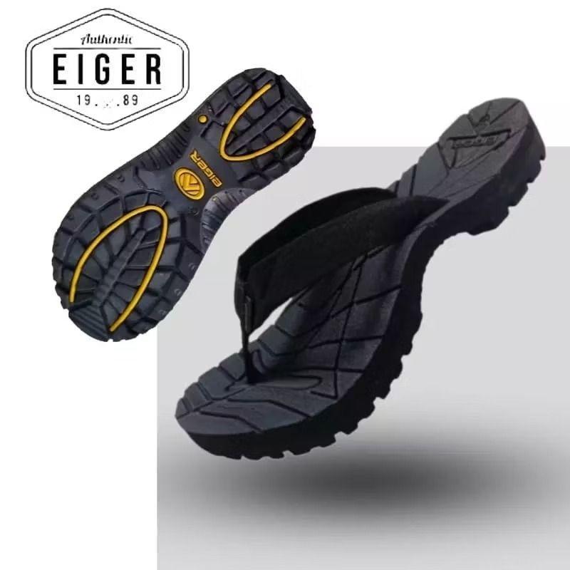 Sandal Jepit Eiger tali hitam tali motif Pria & Wanita bonus Tas Jaring Insole Eva spoon Tebal Sol 2