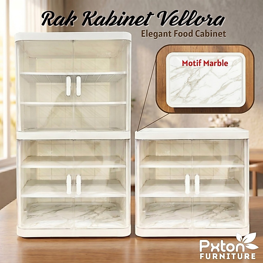 PXTON - Tudung saji VELLORA / Food Cabinet Aesthetic  / Rak piring  / Rak kosmetik / tudung saji / f