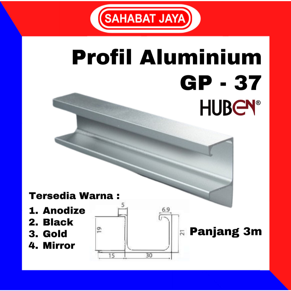 HUBEN Profil Frame Handle Alumunium Aluminium GP 37 GP37 GP-37