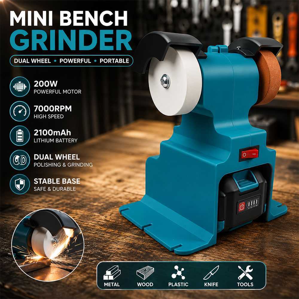 Fa Mesin Gerinda Meja Mini Polishing Dual Wheel Cordless 200W 2100mAh - BG-400D
