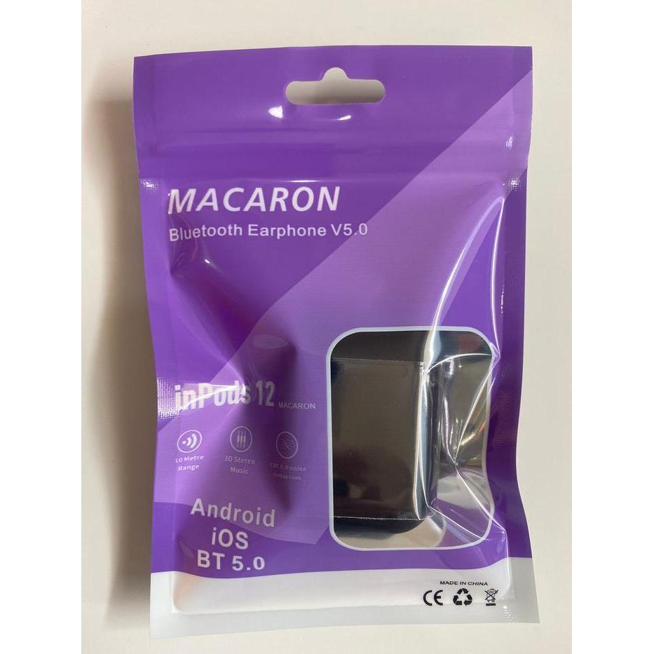 Headset Bluetooth Wireless I12 macaron TWS Airpod - Hitam Candypack