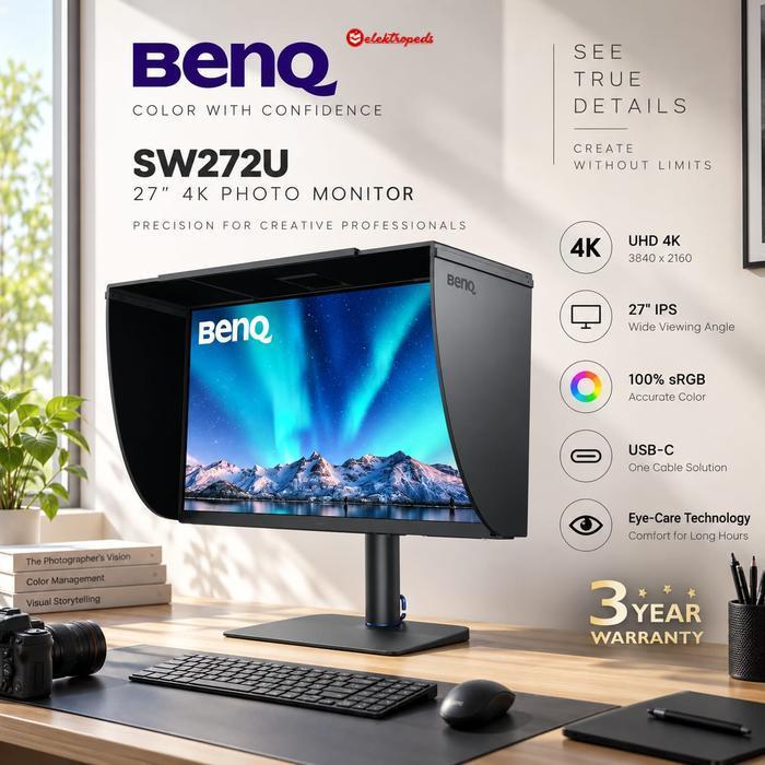 Monitor BenQ SW272U 27 Inch 4K IPS Fotografer Desainer Garansi Resmi BenQ SW272U Monitor 4K 27" 99% 