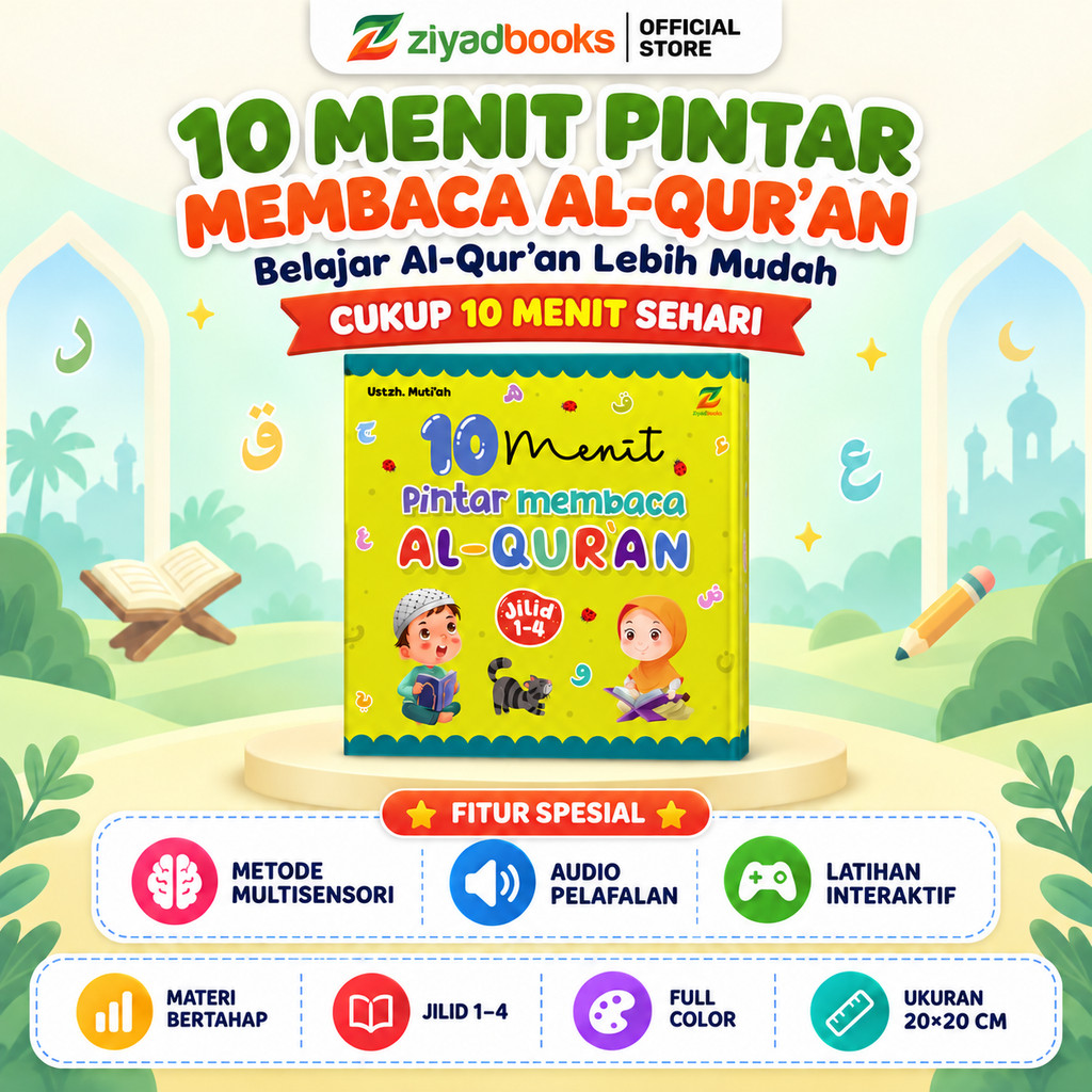 Buku Belajar Al-Quran - 10 Menit Pintar Membaca Al-Quran - Buku Hijaiyah Anak