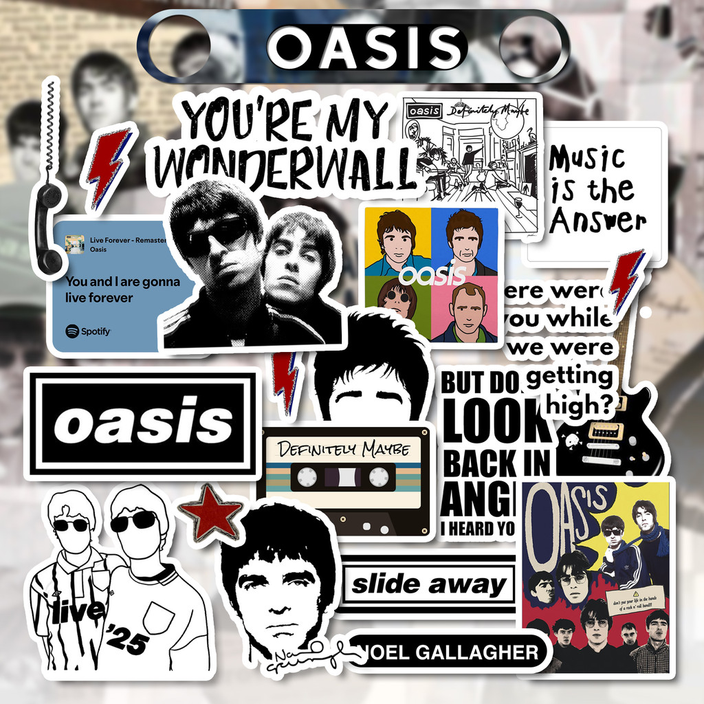 OASIS Band Sticker Pack | Stiker Anti Luntur Tahan Air | Sticker Aesthetic