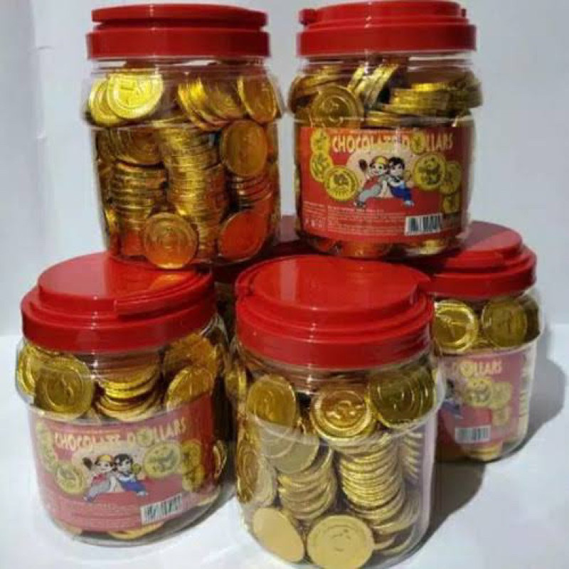 PUSAN COKLAT KOIN EMAS GOLD TOPLES ISI 200pcs (DOLLAR RUPIAH YEN MATA UANG)