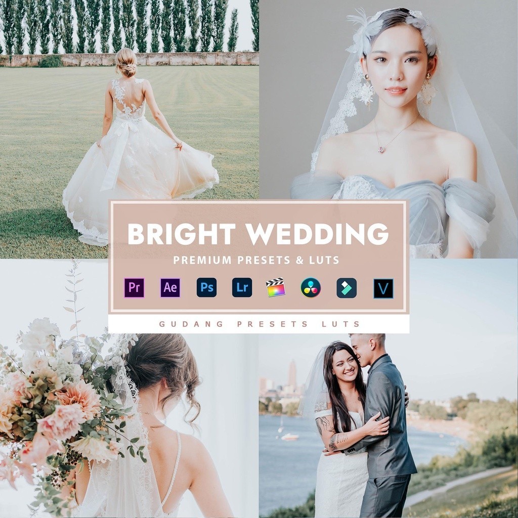 [BISA VN] Bright Wedding - Premium Preset Lightroom LUTs Android IOS PC Premiere Pro Davinci