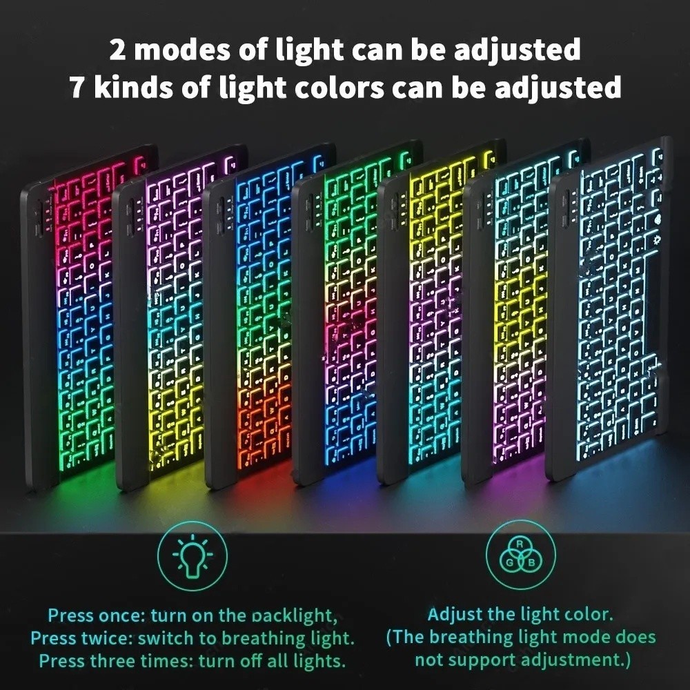 Keyboard tablet RGB Wireless keyboar  tablet ipad 10 Inch Backlit Backlight Wireless Keyboard LED Co