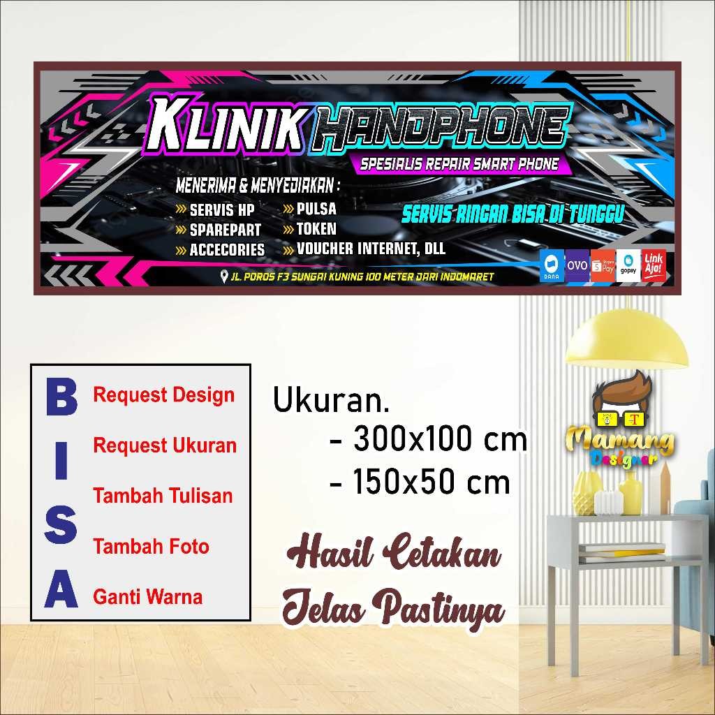Cetak Spanduk Banner Konter Service HP Model Racing Bahan Bagus
