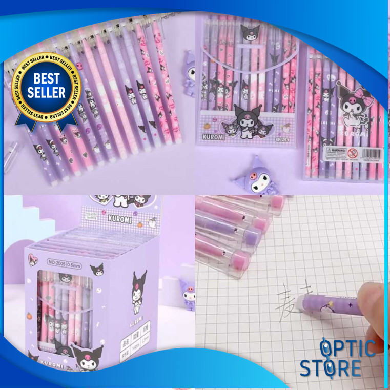 OPTIC S5930 Pena Karakter Bisa Dihapus Erasable Gel Pen Pulpen Erasable Pena Hitam 12 PCS Pulpen Bis