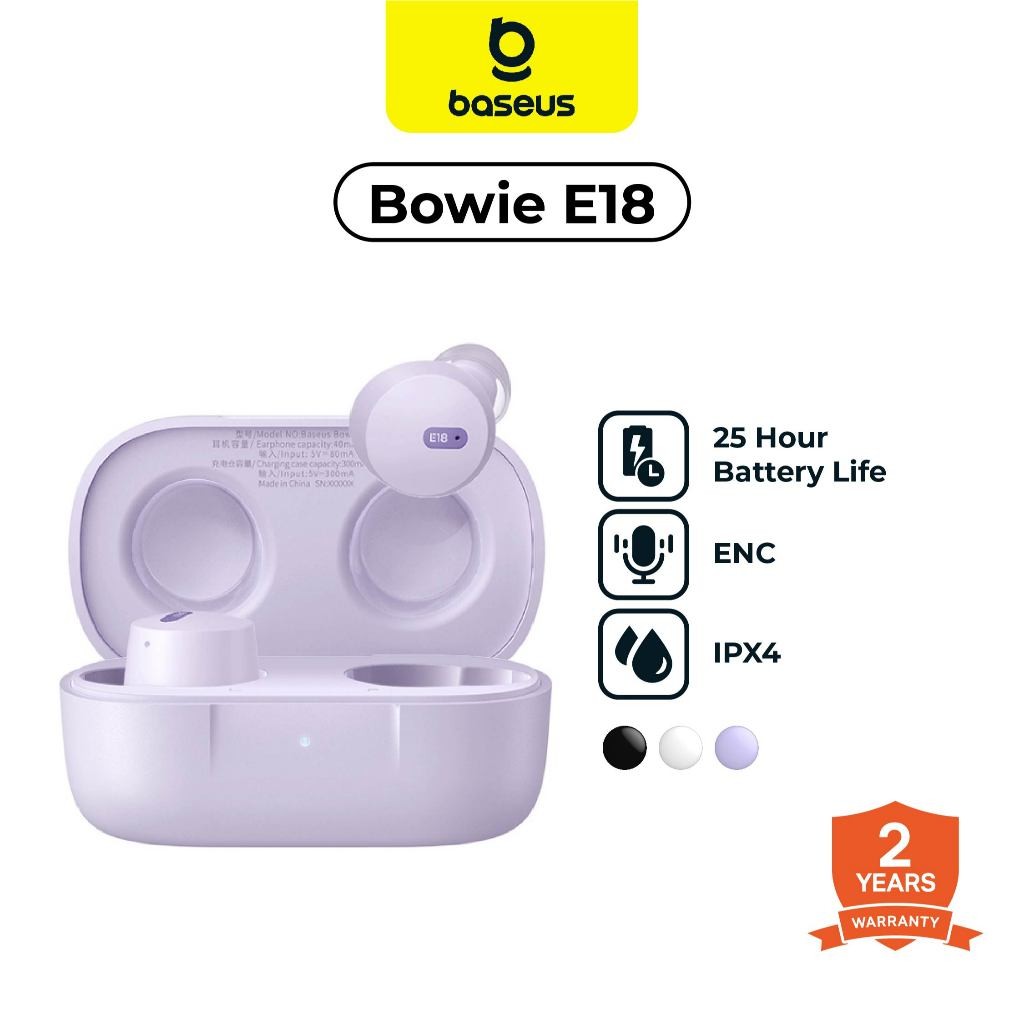 Baseus Bowie E18 TWS Earphone Bluetooth Earbuds Bloetooth Erphone IPX4 - Headset Henset