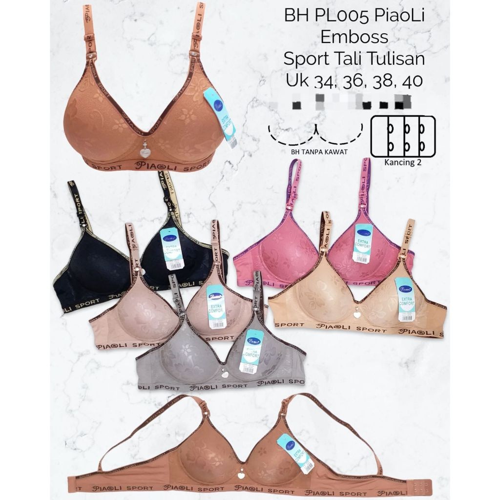 4PCS-SALE BRA GADIS PIAOLI CUP A 005 BH GADIS MODEL EMBOS MEWAH ELEGAN CUP A KAIT 2 uk 34-40 BH EMBO