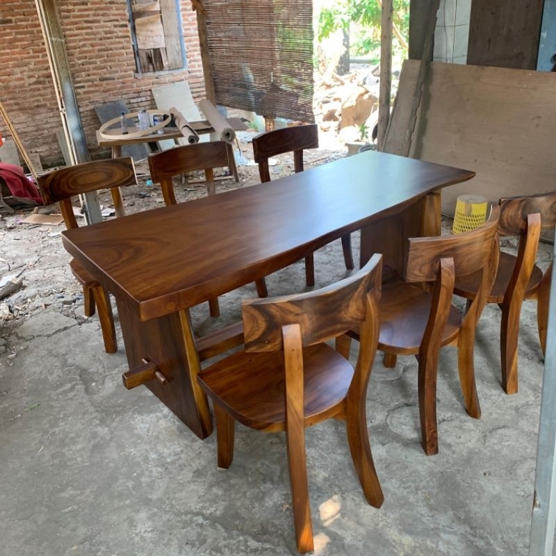 set meja makan trembesi meja makan k6 trembesi
