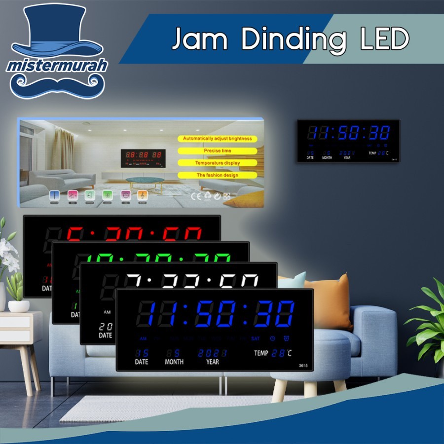 Jam Dinding Digital LED Besar / Jam Meja Digital Alarm Fitur Kalender / DIGITAL LED WALL CLOCK BIG