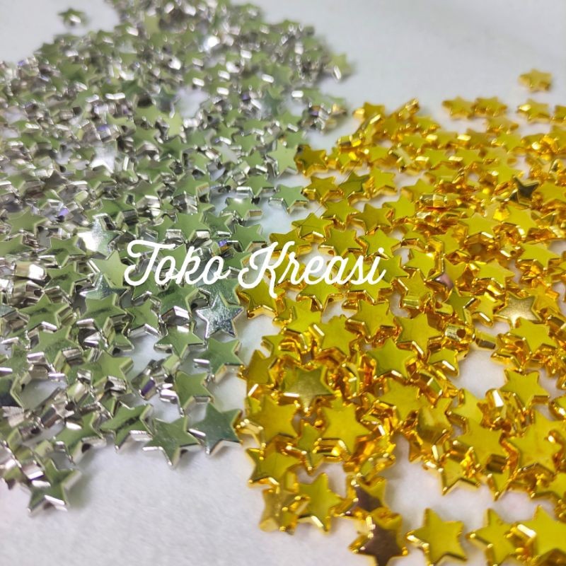 (Per Pack) Manik Mote silver gold bintang star 8mm