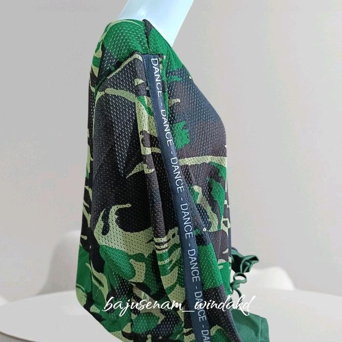 CROF JALA LORENG ARMY/ Crof Jala Loreng Army / Baju Senam Crof Jala Loreng Army - M