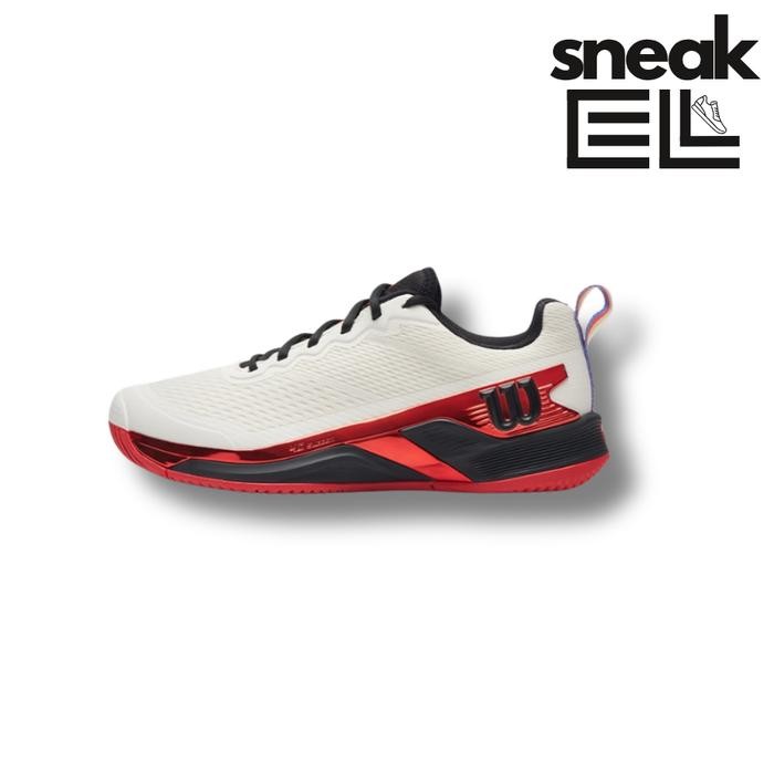 Wilson Rush Pro 4.5 White Red Original Sepatu Tenis Padel Pria/Tenis Padel Shoes WRS336630