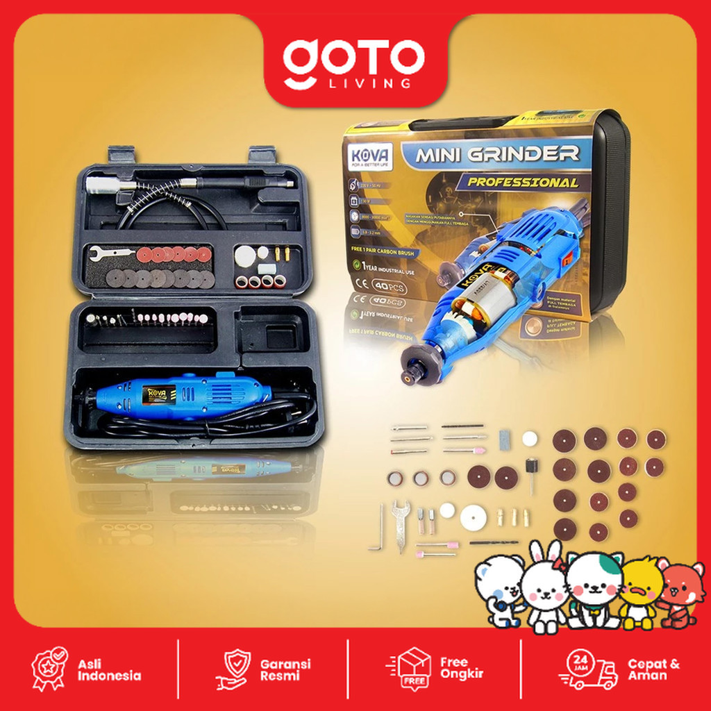 Kova X-40 Blue Mini Die Grinder Gerinda Bor Listrik Mini Set Turner
