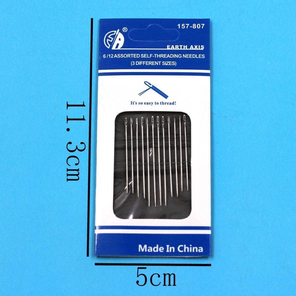 Jarum Jahit Tangan Praktis Isi 12 Pcs Mudah Memasukkan Benang Baja Karbon
