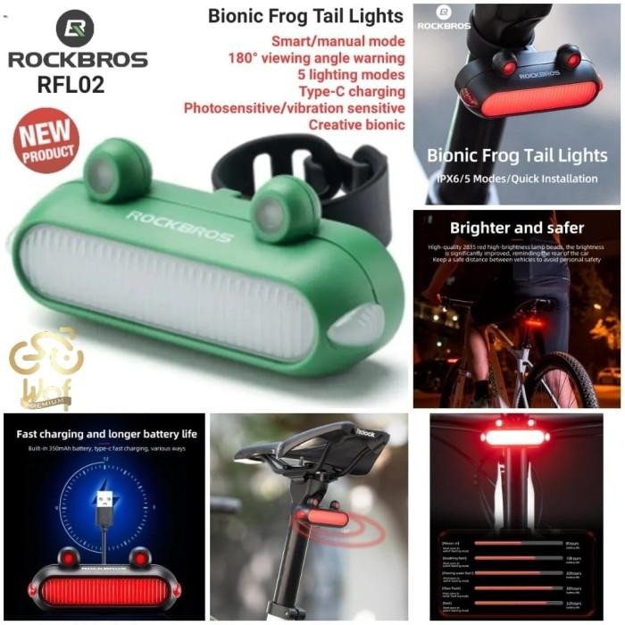 ROCKBROS RFL02 Lampu Belakang Sepeda Smart Brake Bike Rear Tail Light