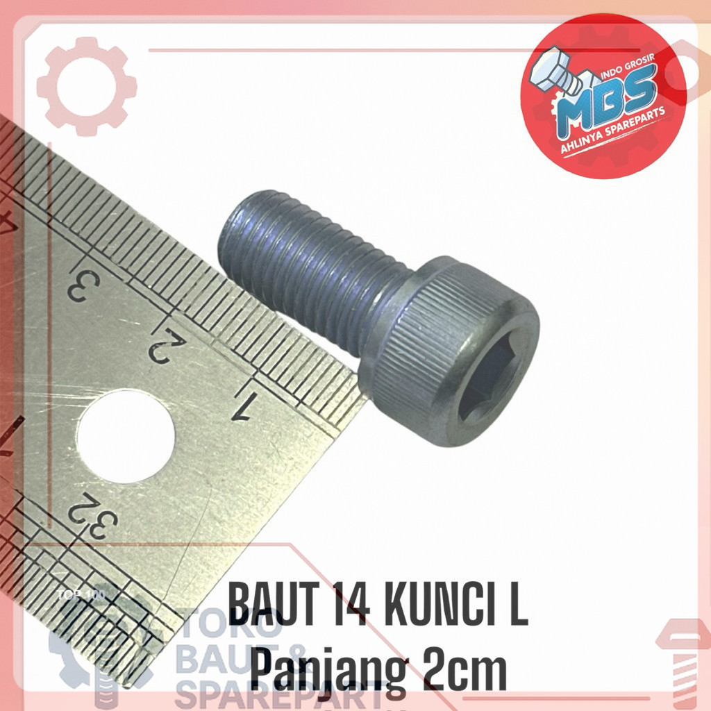 BB BAUT 14 KUNCI L PANJANG 2cm m10x20 ORIGINAL