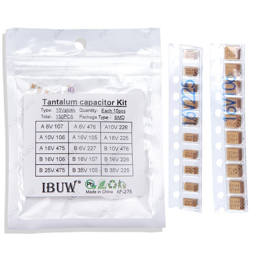 15Values SMD Tantalum capacitor assortment kit 1uf-220uf A/B Case Tantalum capacitor set 1UF 2.2UF 4