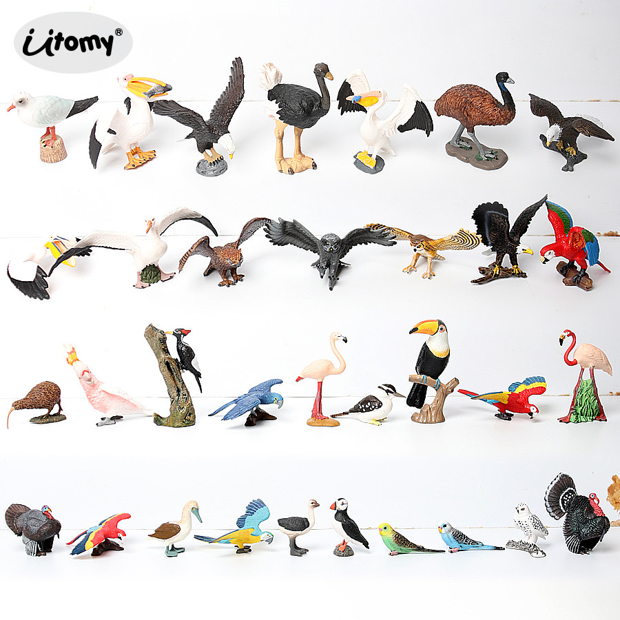 Wild Birds Animals Turkey Macaw Owl Eagles Ostrich Pelican Figurines Toy Animal Action Figure  Learn