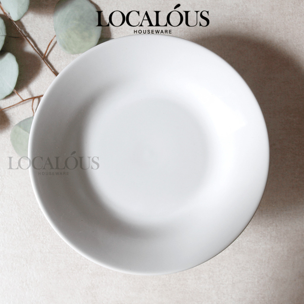 TOKOAKSA 1 LUSIN Piring Makan Keramik Putih Polos Sunbird 9 inch 23cm - Ukuran Besar