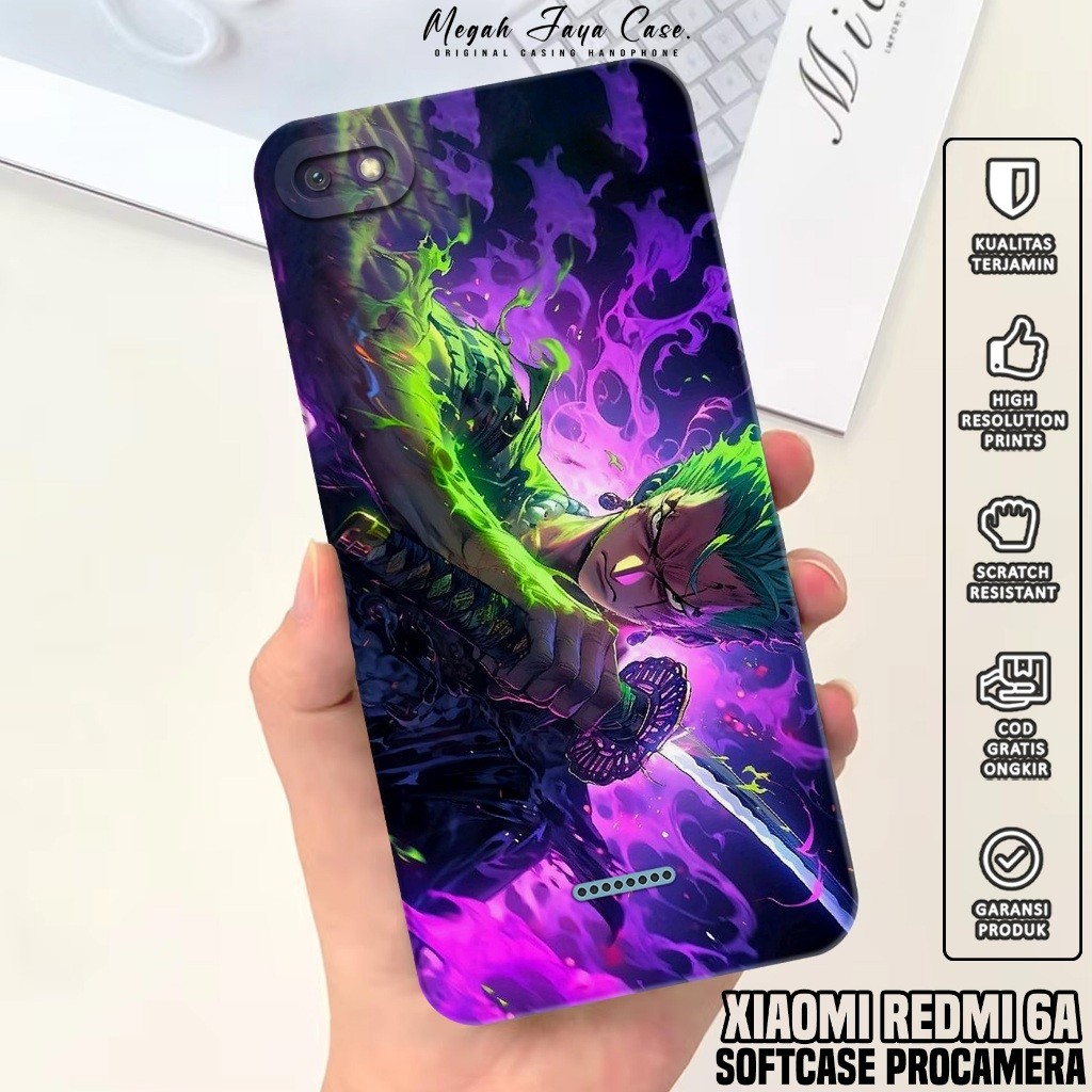 Case Hp Xiaomi Redmi 6A - Softcase Xiaomi Redmi 6A Motif Roronoa Zoro - Casing Hp Xiaomi Redmi 6A - 