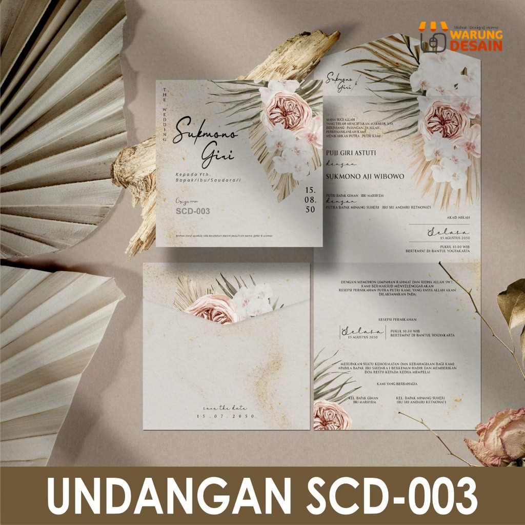 Cetak Undangan Pernikahan Murah Kekinian SCD 003 | Undangan Pernikahan Simple Elegan | Undangan Khit