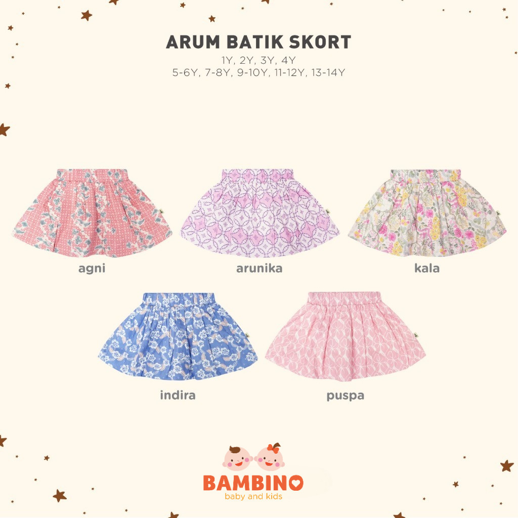 BOHOPANNA - ARUM BATIK SKORT - ROK ANAK -  ROK BATIK ANAK - BAWAHAN BATIK ANAK PEREMPUAN