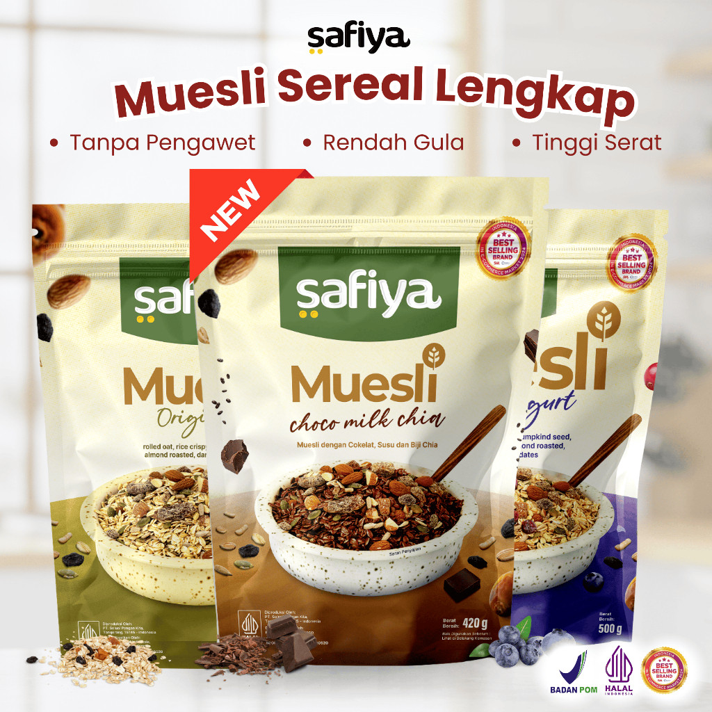 Safiya Muesli 1 Kg Oatmeal Dried Fruit Sereal Lengkap Rendah Kalori