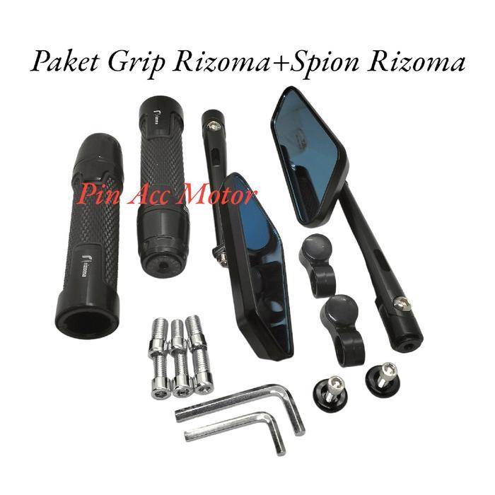 PAKET VARIASI SPION TOMOK CIRCUIT 744 BLACK RIZOMA+HANGRIP RIZOMA JALU CNC NMAX - Spion+Hangrip Rizo