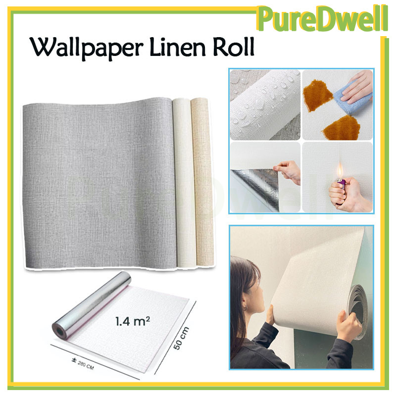 wallpaper dinding roll polos 3d premium/wallpaper linen wallpaper dinding stiker dekorasi kamar stic