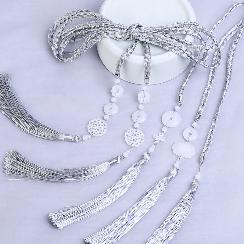 Sabuk Gaya Kuno Pita Pita Hanfu Baru untuk Wanita dengan Gantungan Giok